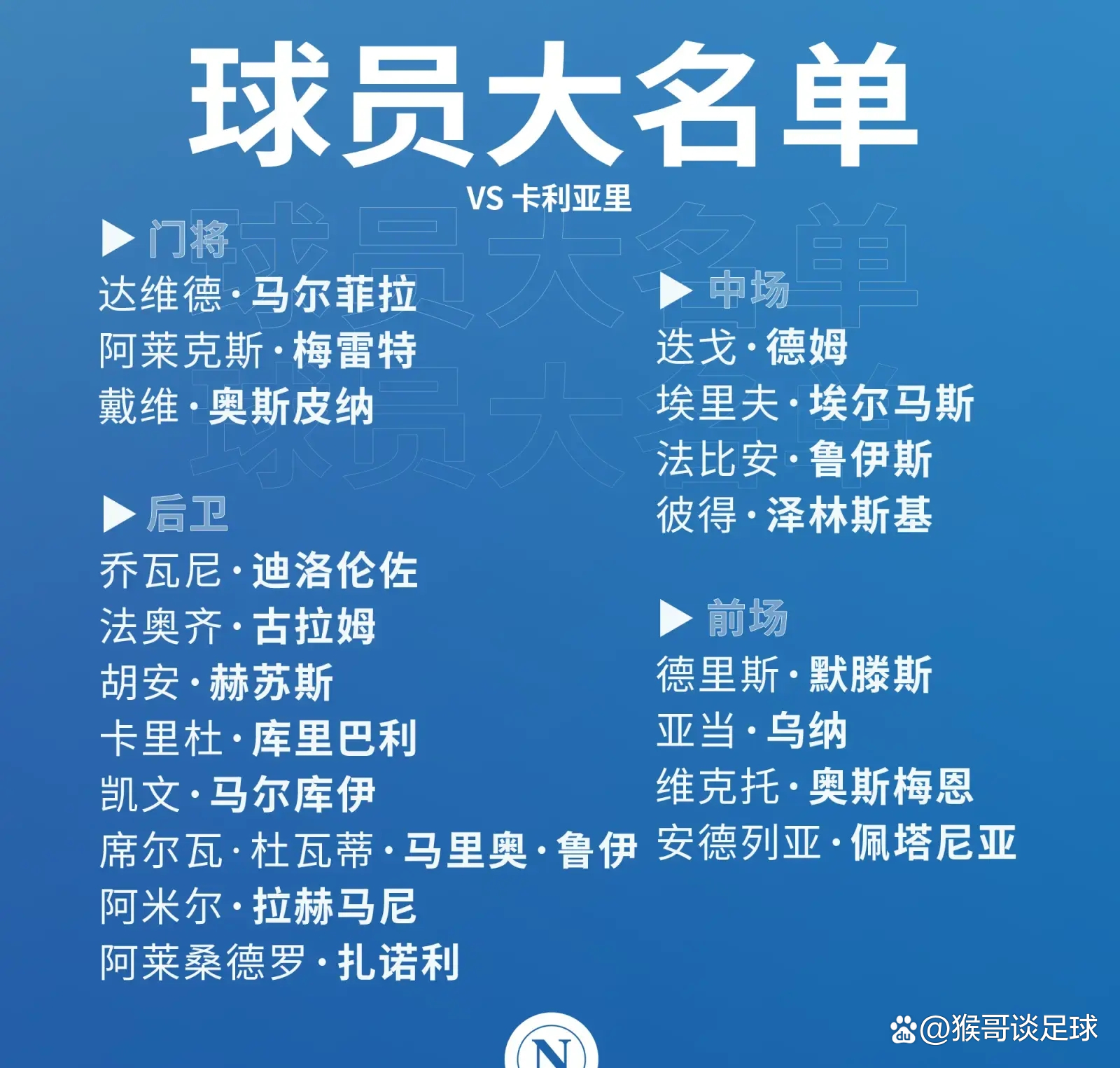 卡利亚里门将受伤恐退出首发名单的简单介绍
